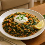 Türkische Bulgur-Spinat-Pfanne (Ispanaklı Bulgur Pilavı)